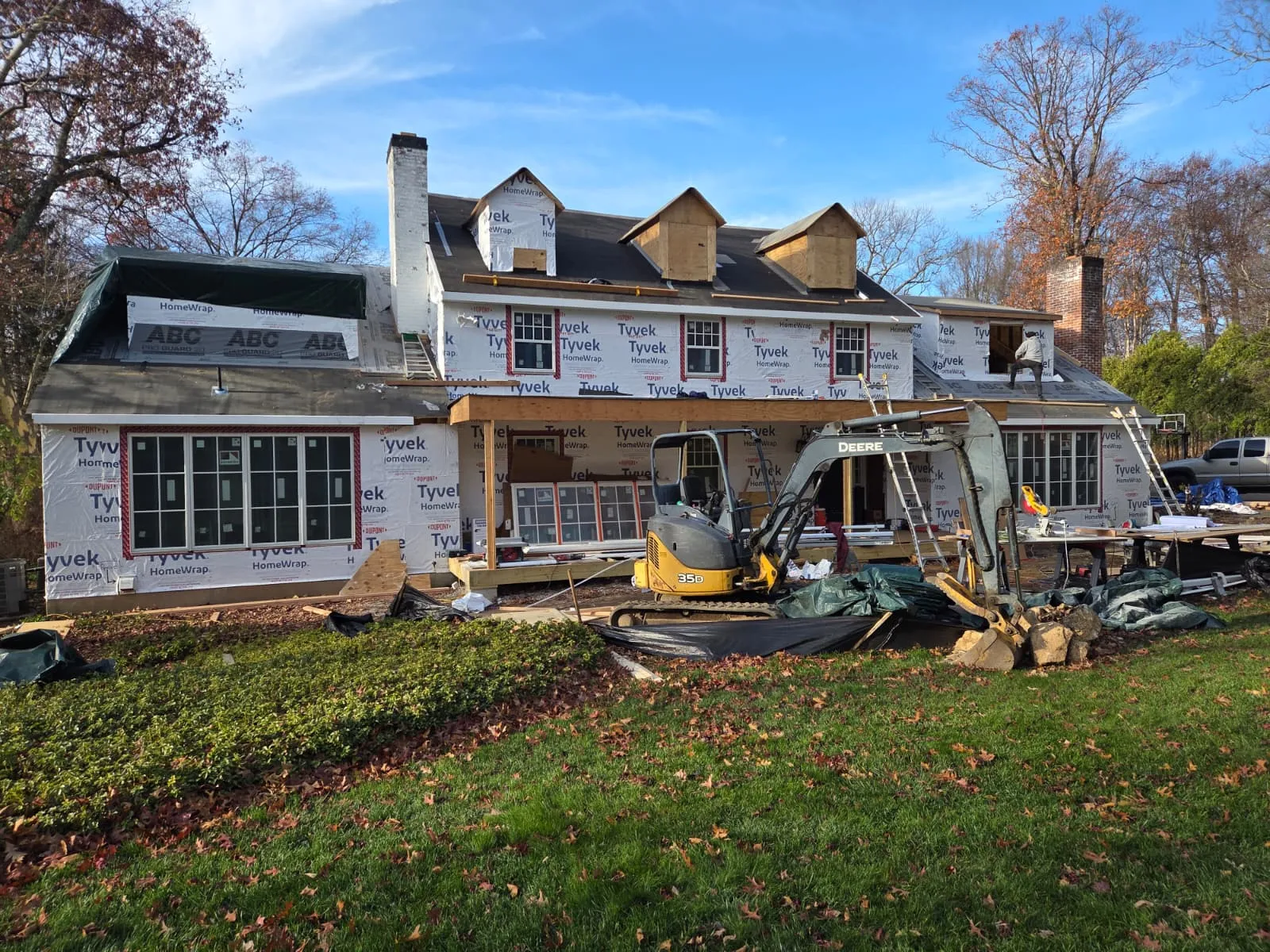 Custom home addition framing by Frank General Contractor